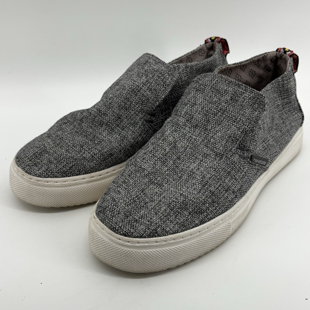 Hey Dude‎ Peyton Womens 8 Linen Grey Black Pull-On Shoes Low Top 6UK 39EU